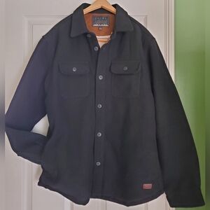 JACHS New York Men's Wool Blend Sherpa Jacket Black Shirt Coat‎ Warm LARGE NWOT